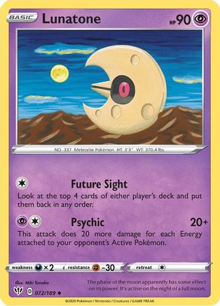 Lunatone 072/189 - Reverse Holofoil Darkness Ablaze