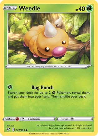 Weedle 001/185 - Reverse Holofoil Vivid Voltage