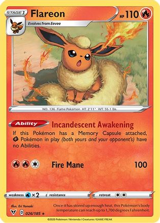 Flareon 026/185 - Reverse Holofoil Vivid Voltage