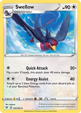 Swellow 134/185 - Reverse Holofoil Vivid Voltage