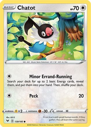 Chatot 139/185 - Reverse Holofoil Vivid Voltage