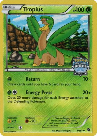 Tropius (National Championships) [Staff] 005/101  - Reverse Holofoil League & Championship Cards