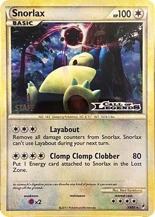 Snorlax (Prerelease) [Staff] 033/95  - Holofoil Nintendo Promos