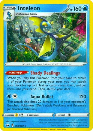 Inteleon (Cosmos Holo) 058/202  - Holofoil Miscellaneous Cards & Products
