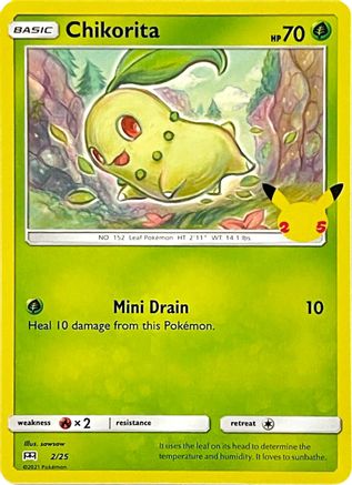 Chikorita 002/25  - Holofoil McDonalds 25th Anniversary Promos