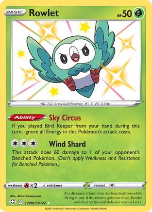 Rowlet SV001/SV122  - Holofoil Shining Fates Shiny Vault