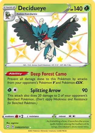 Decidueye SV003/SV122  - Holofoil Shining Fates Shiny Vault