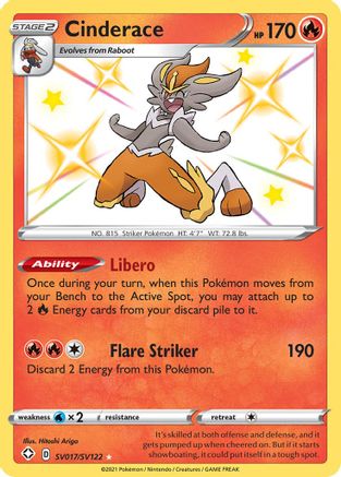 Cinderace SV017/SV122  - Holofoil Shining Fates Shiny Vault