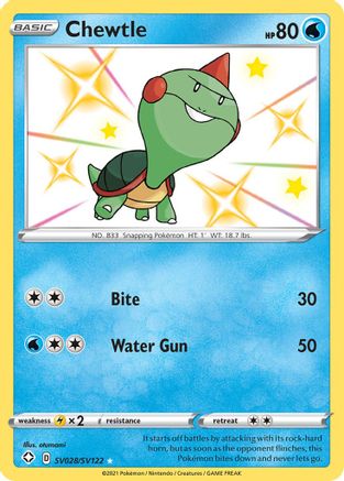 Chewtle SV028/SV122  - Holofoil Shining Fates Shiny Vault
