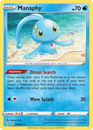 Manaphy 024/072  - Reverse Holofoil Shining Fates