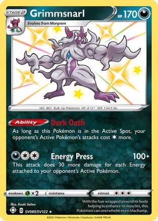 Grimmsnarl SV085/SV122  - Holofoil Shining Fates Shiny Vault