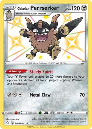Galarian Perrserker SV087/SV122  - Holofoil Shining Fates Shiny Vault