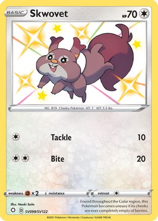 Skwovet SV099/SV122  - Holofoil Shining Fates Shiny Vault
