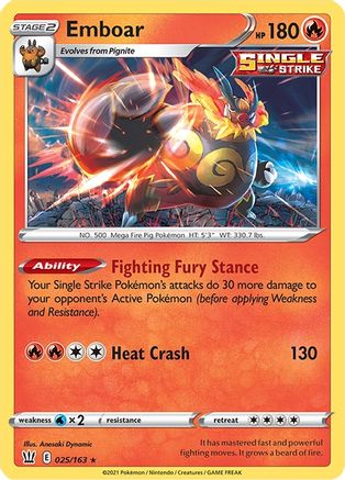 Emboar 025/163 - Reverse Holofoil Battle Styles