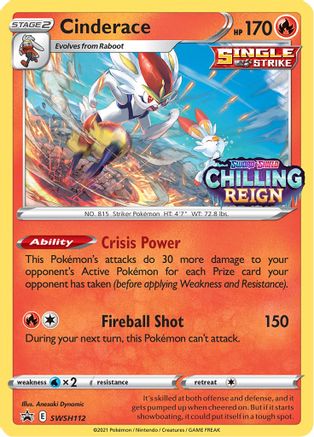 Cinderace (Prerelease) SWSH112  - Holofoil SWSH Sword & Shield Promo Cards