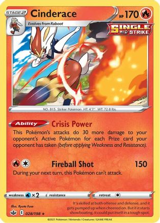 Cinderace 028/198 - Reverse Holofoil Chilling Reign