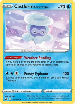 Castform Snowy Form 034/198 - Reverse Holofoil Chilling Reign