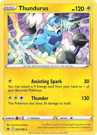 Thundurus 052/198 - Reverse Holofoil Chilling Reign