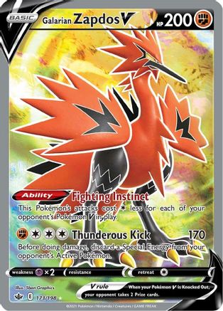 Galarian Zapdos V (Full Art) 173/198 - Holofoil Chilling Reign