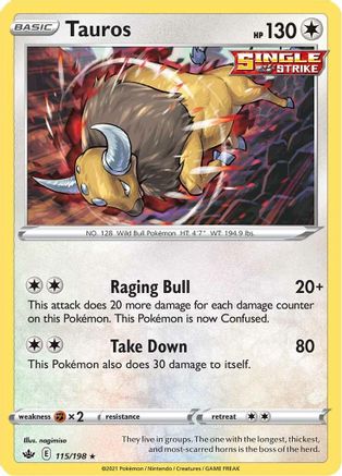 Tauros 115/198 - Holofoil Chilling Reign
