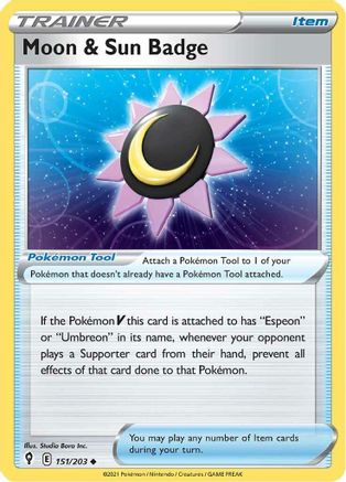 Moon & Sun Badge 151/203 - Reverse Holofoil Evolving Skies