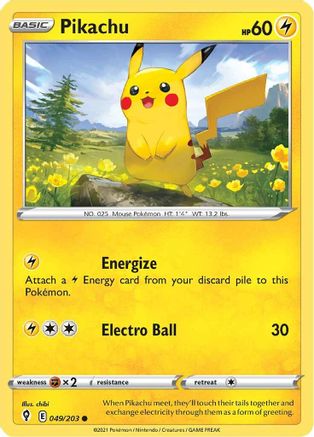 Pikachu 049/203 - Reverse Holofoil Evolving Skies