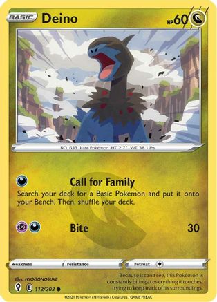 Deino 113/203 - Reverse Holofoil Evolving Skies