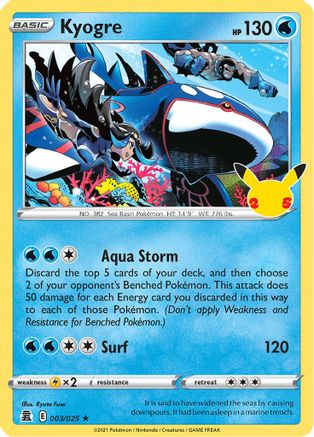 Kyogre 003/025  - Holofoil Celebrations
