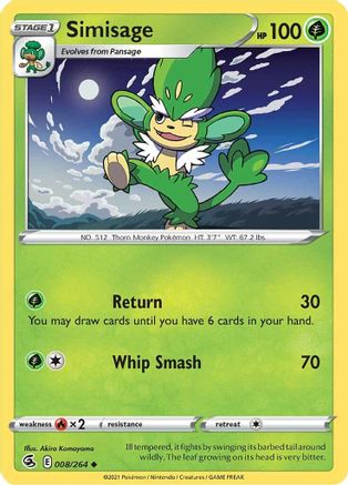 Simisage 008/264 - Reverse Holofoil Fusion Strike