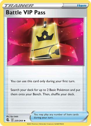 Battle VIP Pass 225/264 - Reverse Holofoil Fusion Strike