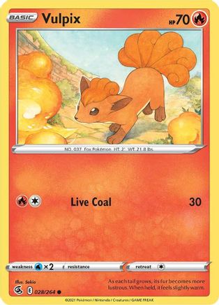 Vulpix (28) (28) 028/264 - Reverse Holofoil Fusion Strike