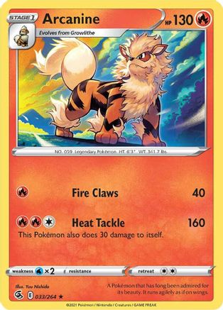 Arcanine 033/264 - Reverse Holofoil Fusion Strike