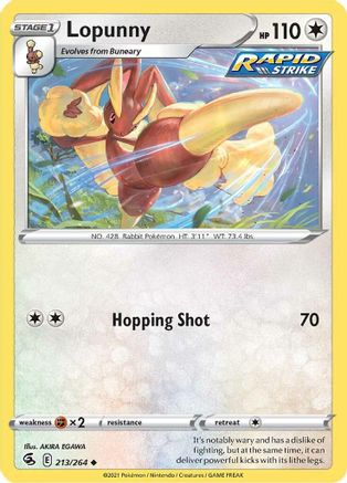 Lopunny 213/264 - Reverse Holofoil Fusion Strike