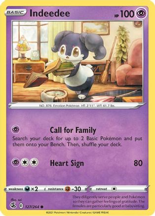 Indeedee 127/264 - Reverse Holofoil Fusion Strike