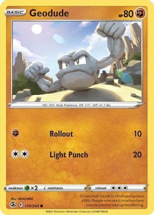 Geodude 135/264 - Reverse Holofoil Fusion Strike