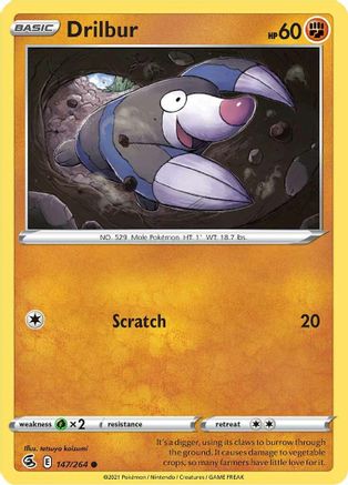 Drilbur 147/264 - Reverse Holofoil Fusion Strike