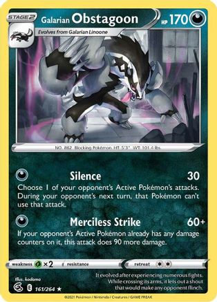 Galarian Obstagoon 161/264 - Reverse Holofoil Fusion Strike