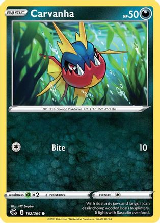 Carvanha 162/264 - Reverse Holofoil Fusion Strike