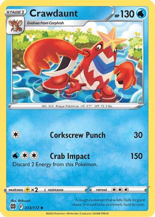 Crawdaunt 033/172 - Reverse Holofoil Brilliant Stars