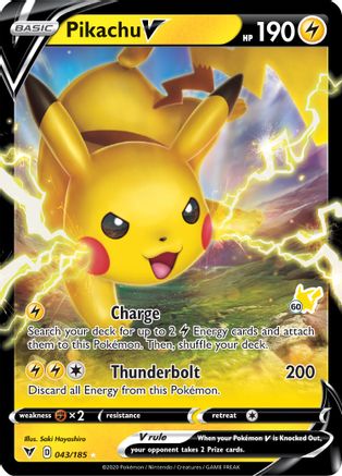 Pikachu V (#60 Pikachu Stamped) 043/185  - Holofoil Battle Academy 2022