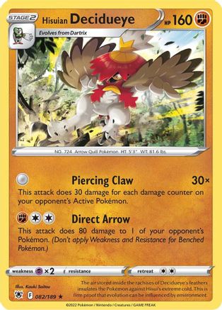 Hisuian Decidueye 082/189 - Holofoil Astral Radiance