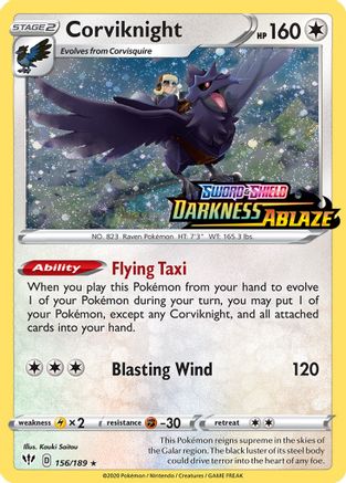 Corviknight (Darkness Ablaze Stamped) 156/189  - Holofoil Miscellaneous Cards & Products