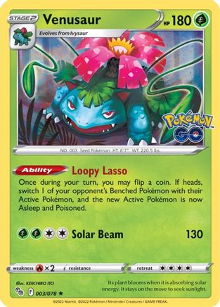 Venusaur 003  - Reverse Holofoil Pokemon GO