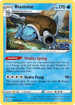 Blastoise 017/078  - Holofoil Pokemon GO