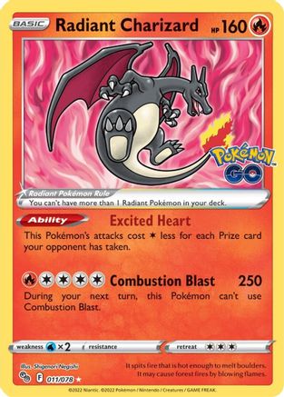 Radiant Charizard 011/078  - Holofoil Pokemon GO