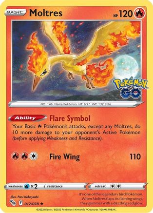 Moltres 012/078  - Reverse Holofoil Pokemon GO