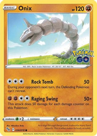 Onix 036/078  - Reverse Holofoil Pokemon GO