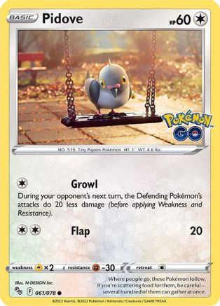 Pidove 061/078  Pokemon GO