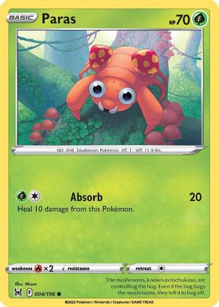 Paras 004/196 - Reverse Holofoil Lost Origin
