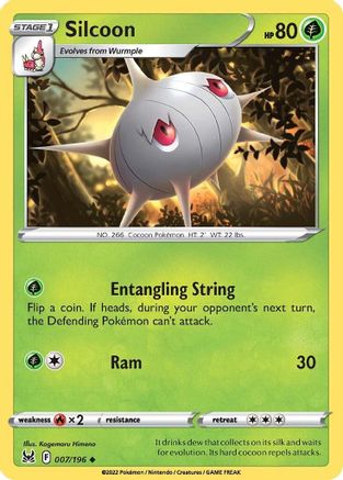 Silcoon 007/196 - Reverse Holofoil Lost Origin